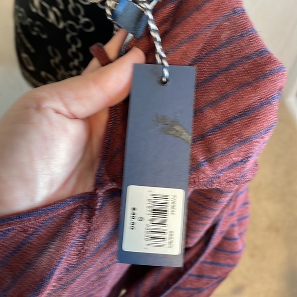 Lucky Brand Striped Long Sleeve Top V Neck Criss‎ Cross Back Blouse Small - Picture 6 of 7